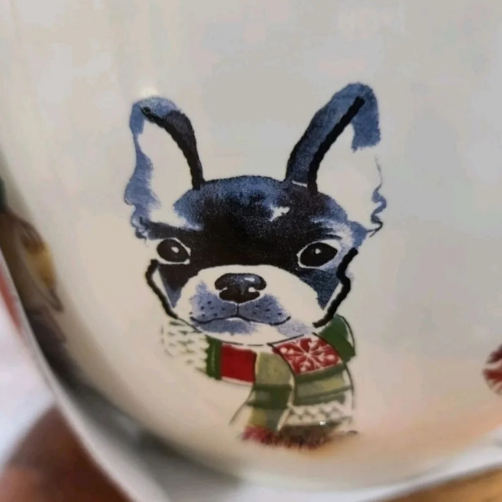 4pc Christmas Pug Boston Terrier Lab Yorkie Dog Mixing Bowl Spatula Spoon Wisk